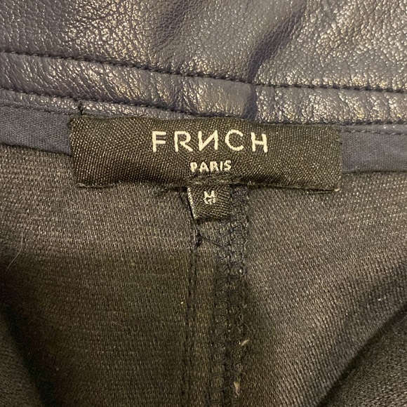 FRNCH Emilou Faux Leather Button Up Belted Skirt. Size M. Navy Blue. High Waist. - Picture 12 of 12